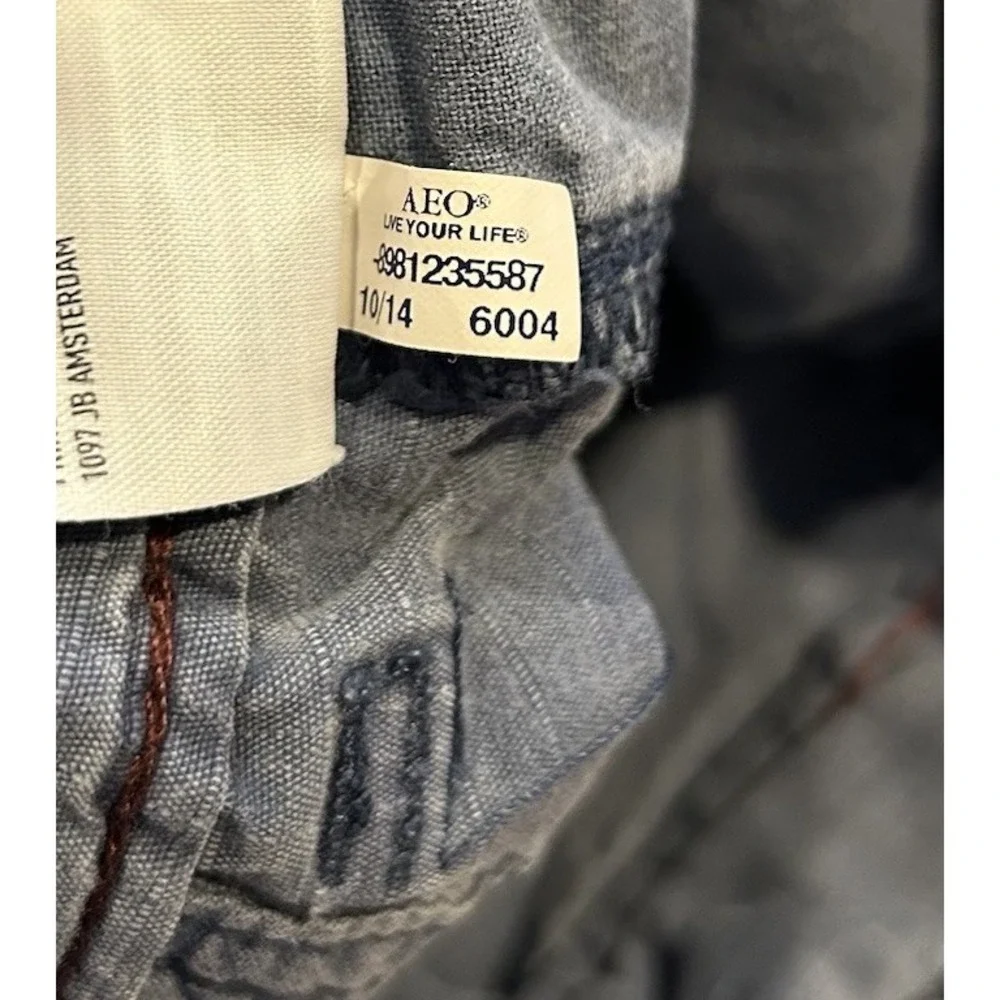 American Eagle Outfitters Cargo Shorts Mens 36 Blue Gray‎ Regular Fit Flat Front